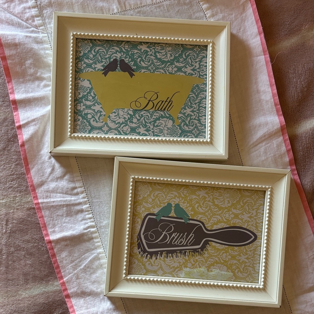 Decorative Framed Bath Decor (total of 4)